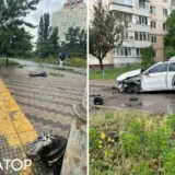 Мерседес на полной скорости влетел в детскую площадку в Киеве